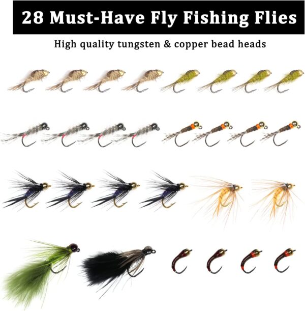 28 Pcs Fly Fishing Flies Kit Portable Handma Dry Flies Nymphs Fly Fishing Flies Kit - Image 5