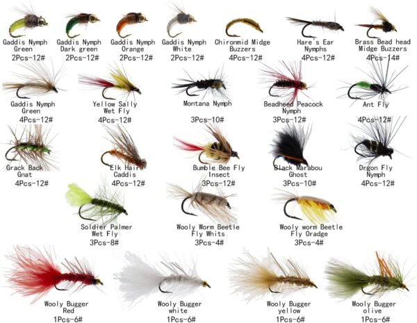 Gofor Fishing Premium Handmade Fly Fishing F Dry Flies Nymphs Fly Fishing Flies Kit - Image 2