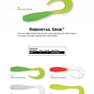 YUM Ribbontail Grub Curly-Tail Swim-Bait Bass Fishing Artificial Bait Soft Plastic Lures