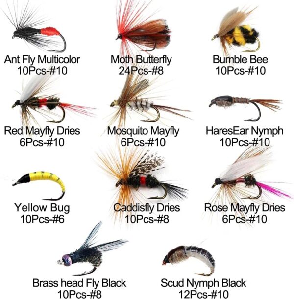 Fly Fishing Flies Kit  50/114Pcs Handmade Fl Dry Flies Nymphs Fly Fishing Flies Kit - Image 2