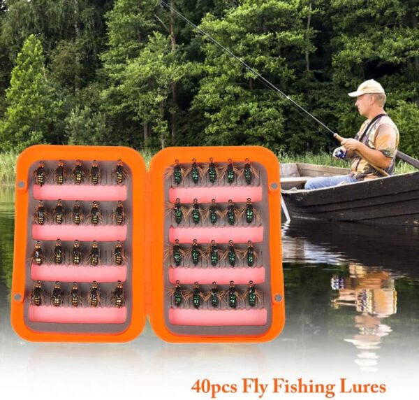 40pcs Fly Fishing Lure Kit Dry Fly Flies Bai Dry Flies Nymphs Fly Fishing Flies Kit - Image 8
