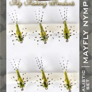 Realistic May Fly Nimph Set of 6 Dry Flies Nymphs Fly Fishing Flies Kit