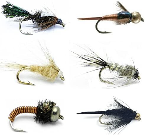Fly Fishing Assortment with 18 Famous Nymph Dry Flies Nymphs Fly