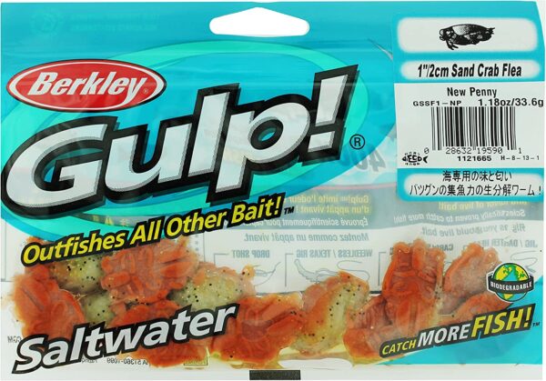Gulp! Sand Crab Flea New Penny  1-Inch Fishing Artificial Bait Soft Plastic Lures