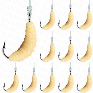 1 Dozen Rubber Wax Worm Grub #10 – Maggots Fi Fishing Artificial Bait Soft Plastic Lures