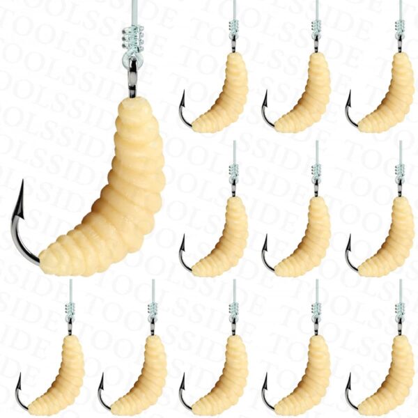 1 Dozen Rubber Wax Worm Grub #10 - Maggots Fi Fishing Artificial Bait Soft Plastic Lures