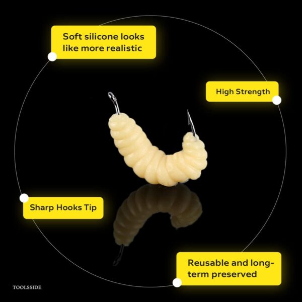 1 Dozen Rubber Wax Worm Grub #10 - Maggots Fi Fishing Artificial Bait Soft Plastic Lures - Image 2