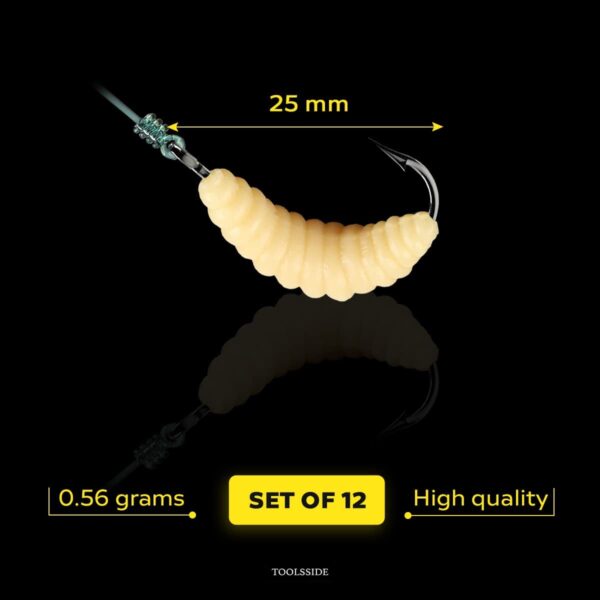 1 Dozen Rubber Wax Worm Grub #10 - Maggots Fi Fishing Artificial Bait Soft Plastic Lures - Image 3