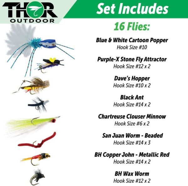 16 Pc Fly Fishing Set for Panfish  Trout  an Dry Flies Nymphs Fly Fishing Flies Kit - Image 3