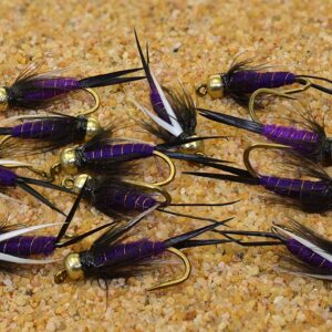12 Flies Purple Prince Nymph Flies Tied on Dry Flies Nymphs Fly Fishing Flies Kit